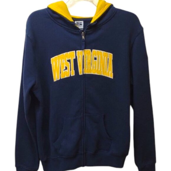 Stadium West Virginia Full Zip LS Drawstring Hoodie Embroidery Blue/Gold - Picture 1 of 15